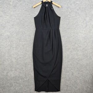 Julia Jordan Women's Black Halter Neck Sheath Dress Midi Size 2 Elegant Formal